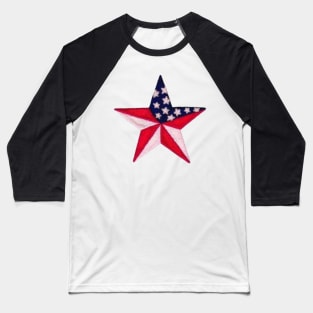 Embroidery American Flag Sticker Baseball T-Shirt